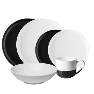Porcelánkészlet fekete / fehér 8 db-os - Flow