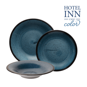 18 db-os porcelánkészlet kék - Hotel Inn Chic színes