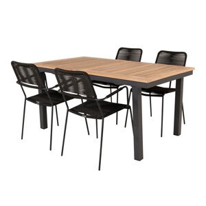 Asztal és szék garnitúra Dallas 3651 (Fekete)