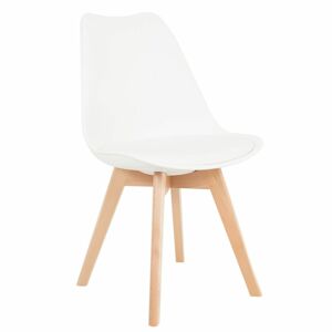 Modern műanyag szék üléspárnával, bükk - fehér - CARDIFF - Butopêa