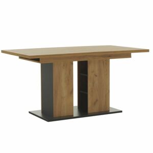 Étkezőasztal polcokkal, bővíthető, 155x86 cm, tölgy-sötétszürke - SAMBA - Butopêa