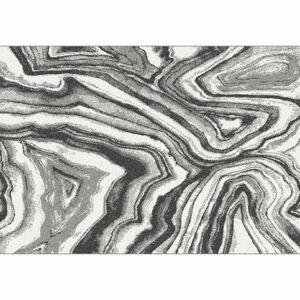 Fluid art mintás szőnyeg, 67x120 cm, fekete-fehér - MAYAS - Butopêa