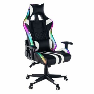 Gamer szék, LED háttérvilágítással, fekete-fehér - ROBOCOOP - Butopêa