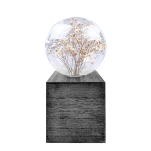 LED-es üveg asztali lámpa, fa talppal, fekete - PIEGE DE VERRE - Butopêa