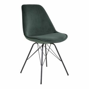 Modern bársony szék, fekete lábbal, fenyőzöld - TENKER - Butopêa