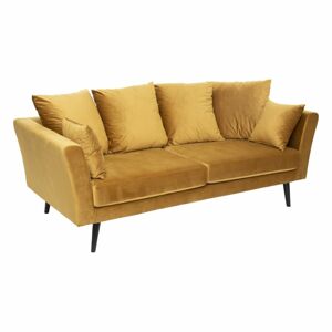 3 személyes bársonyszövet kanapé, 6 párnával, sárga - CASINO - Butopêa
