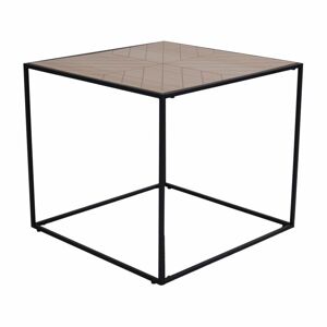 Halszálka mintás asztal, 50x50 cm, natúr fa - WOODY - Butopêa