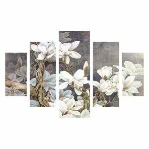 Falikép szett, virágok, 5 db, 56x92 cm, szürke - LYS - Butopêa