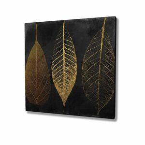 Vászon falikép, levelek,  45x45 cm, fekete - FEUILLES - Butopêa