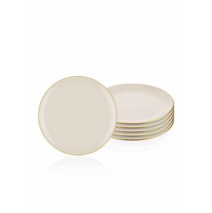 Porcelán tányér szett, 6 db-os, fehér - PETALES - Butopêa
