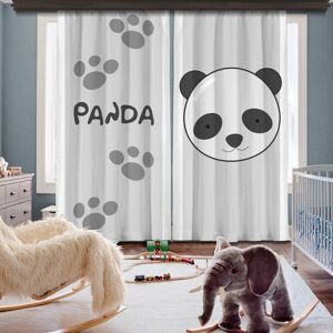 Függöny szett, 2 db-os 140x260, fehér áttetsző, panda felirattal - RIDEAU - Butopêa