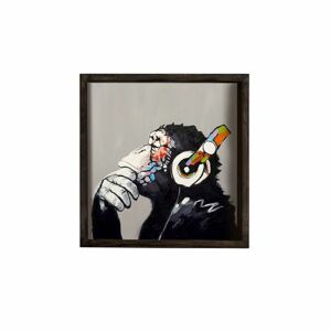 UV nyomott falikép, majom, 35x35 cm, fekete -  ECOUTE - Butopêa