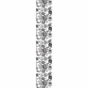 Virágmintás falmatrica, 250x45 cm, fekete-fehér - FLEURIE - Butopêa