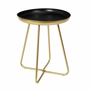 Fényes tálcás kerek asztalka, arany-fekete - CHANTERELLE - Butopêa
