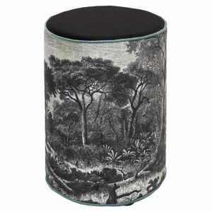 Puf, fekete, erdő mintával - FORET NOIRE - Butopêa