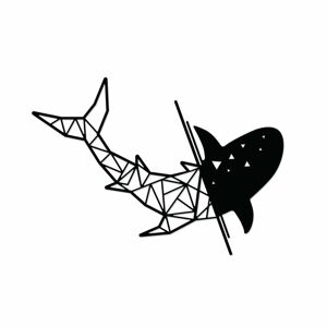 Fém fali dekoráció 64x45 cm, cápa, fekete - REQUIN - Butopêa