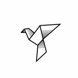 Fém fali dekoráció 47x49 cm, geometrikus madár, fekete - HIRONDELLE - Butopêa