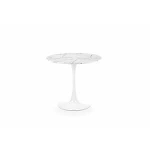 Kerek étkezőasztal, magasfényű márvány fehér - UFO - Butopêa