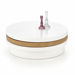 Magasfényű kerek dohányzóasztal, kiforgatható, fehér - FACILE - Butopêa