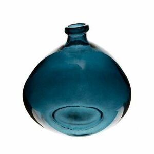Kerek üveg váza, újrahasznosított üvegből, 23 cm, kék - BULLE DE SAVON - Butopêa