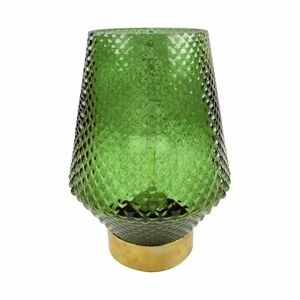 LED-es üveg asztali lámpa, arany talppal, fenyőzöld - POMME DE PIN - Butopêa