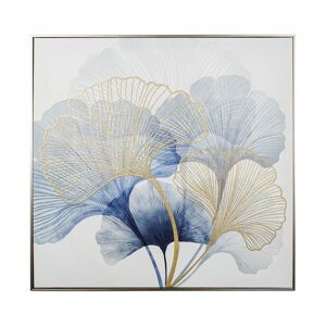 Keretezett falikép, ginko bileba levelek, 62x62 cm, kék-arany - REVE BLEU - Butopêa