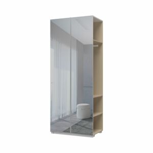 Kiegészítő szekrény tükörrel, magasfényű fehér - BOSPHORE - Butopêa