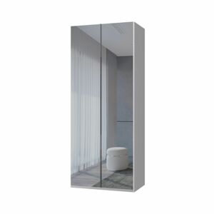 Kétajtós szekrény tükörrel, magasfényű fehér - BOSPHORE - Butopêa
