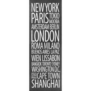 Híres városok nevét ábrázoló tapéta, 100x280 cm, fekete-fehér - VOYAGE VOYAGE - Butopêa