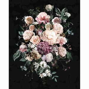 Virágcsokrot ábrázoló tapéta, 200x250 cm, fekete-rózsaszín - BOUQUET DE ROSES - Butopêa
