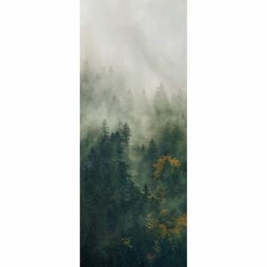Kárpátok erdőit ábrázoló tapéta, 100x250 cm, fenyőzöld - FORET BRUMEUSE - Butopêa