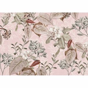 Terméseket és leveleket ábrázoló tapéta, 350x250 cm, pasztell rózsaszín - AILLEURS - Butopêa