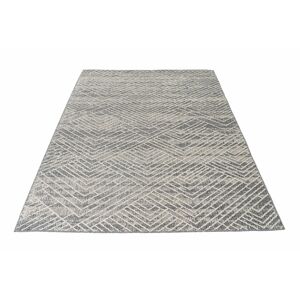 Geometriai mintás, kültéri/beltéri szőnyeg, szürkésbarna, 80x150 cm - CUBICUS - Butopêa