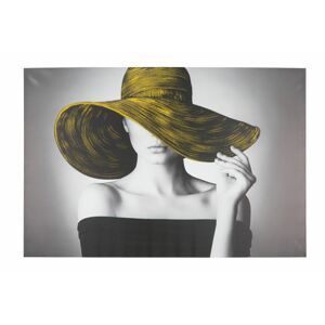 Vászon kép, nő sárga kalapban, 120x80 cm - CHAPEAU - Butopêa