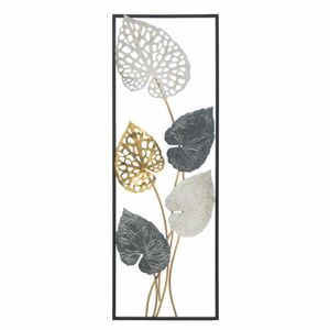 Lyukacsos leveles fali dekoráció, fekete keretben, ezüst-arany - PHICUS - Butopêa