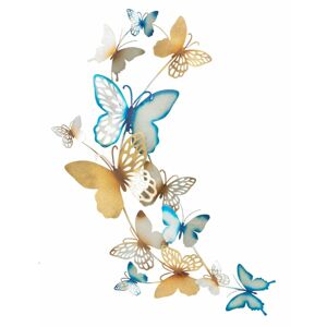 Pillangós fali dekoráció, arany, kék - PAPILLONS - Butopêa