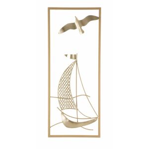 Fali dekoráció, vitoláshajó, arany - VOILIER ET OISEAU - Butopêa
