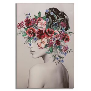 Vászon falikép 80x120 cm, női arckép virágokkal, színes - DE PROFIL - Butopêa