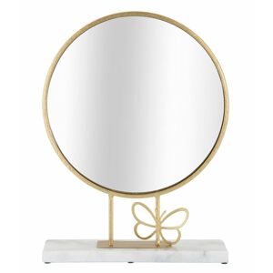 Asztali tükör, pillangó dekorációval arany, márvány fehér - EN PHILIGRANE - Butopêa