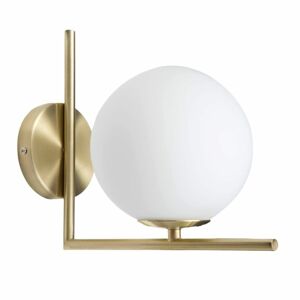 Fali lámpa, fehér gömb alakú búrával, arany - REVER - Butopêa