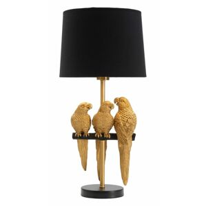 Asztali lámpa 62 cm, madarak, fekete, arany - PERRUCHES - Butopêa