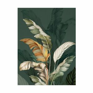 Vászon falikép, levelek, 60x80 cm, sötétzöld - EXOTIQUE - Butopêa