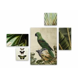Vászon kép szett, papagáj, 70x150 cm, zöld - VIVIFIANT - Butopêa