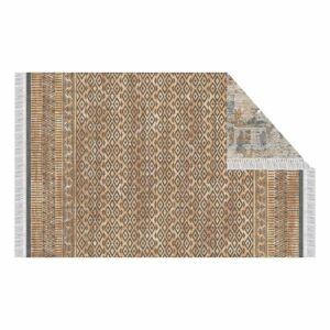 Szürke mintás kétoldalas szőnyeg, 80x150 cm, világosbarna - GOBI - Butopêa