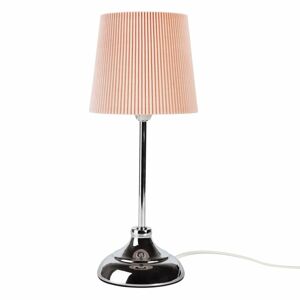 Hajtott textilbúrás asztali lámpa, króm talppal, rózsaszín - CONFORT - Butopêa