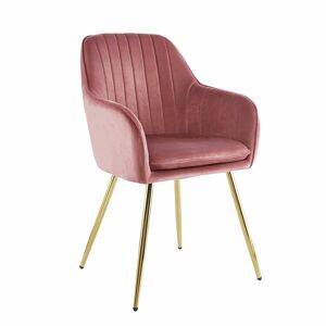Dizájn fotel, bársony rózsaszín, arany - COMMODE - Butopêa