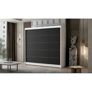 Nagy szekrény PALERMO VII 200 cm Fehér / Fekete