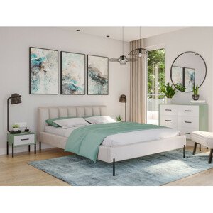 Kárpitozott ágy MILAN mérete 140x200 cm Krém színű