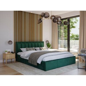 Kárpitozott ágy MOON mérete 80x200 cm Sötét zöld