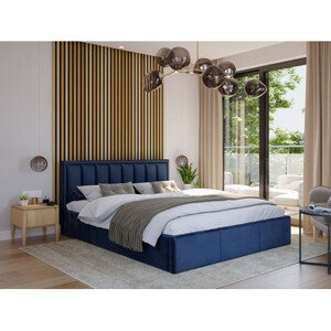 Kárpitozott ágy MOON mérete 90x200 cm Sötét kék